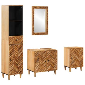 vidaXL Badkamerkast set 4 st Massief Mango Hout, Verzenden, Nieuw