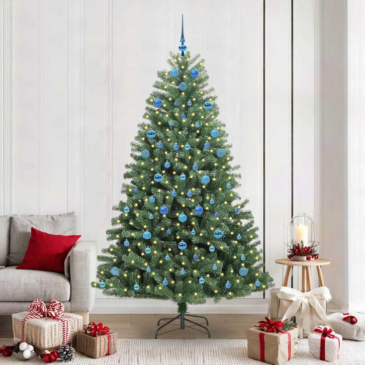 vidaXL Kunstmatige Hinged Kerstboom Groen 210 cm PVC en, Divers, Noël, Envoi