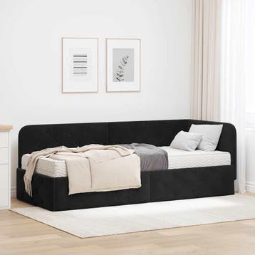 vidaXL Hoek Bed Frame Zwart 80 x 200 cm Fluweel, Verzenden, Nieuw