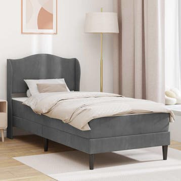 vidaXL Bedframe met hoofdeinde Donkergrijs 90 x 190 cm, Huis en Inrichting, Slaapkamer | Bedden, Verzenden, Nieuw