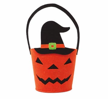 Halloween Mandje Pompoen Heksenhoed 25cm, Verzenden, Nieuw