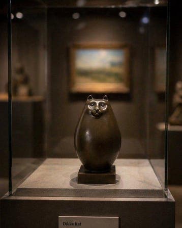 Botero (after) - Sculpture, Dikke poes - 14 cm - Bronze