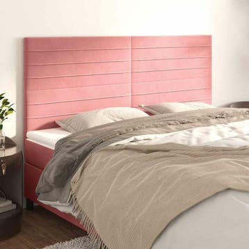 vidaXL Hoofdbord roze 180x5x118/128 cm fluweel, Verzenden, Nieuw