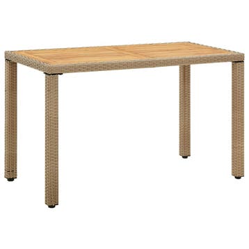 vidaXL Tuintafel 123x60x74 cm poly rattan en massief, Tuin en Terras, Verzenden, Nieuw
