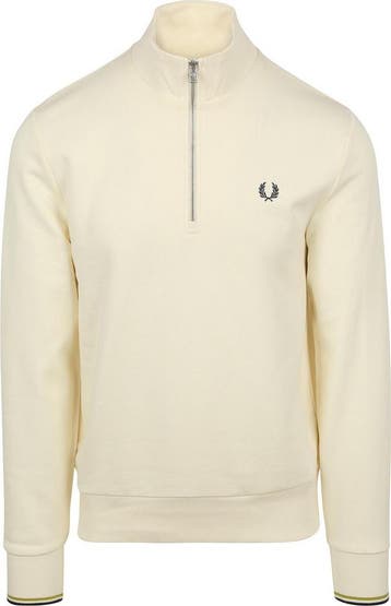 Fred Perry Half Zip Trui Ecru 46A maat Maat 52/54 (L) Heren, Kleding | Heren, Truien en Vesten, Maat 52/54 (L), Verzenden, Beige