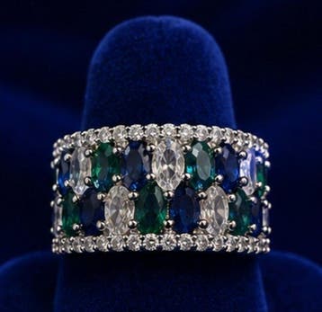 Weelderige Midnight Garden edelsteen 925 sterlingzilver ring