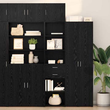 vidaXL Highboard Zwart Eiken 50 x 42,5 x 185 cm Bewerkt hout, Verzenden