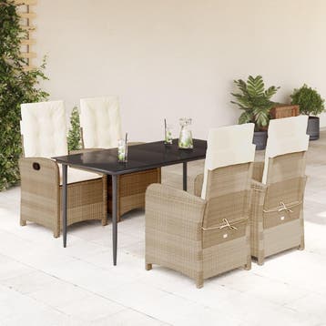 vidaXL 5-delige Tuinset met kussens poly rattan beige, Verzenden, Tuinset