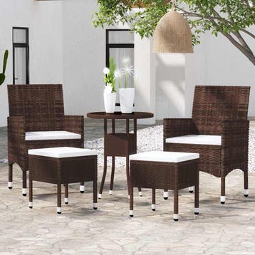vidaXL 5-delige Loungeset poly rattan bruin, Verzenden, Loungeset