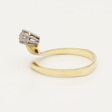 Ring - 14 karaat Geel goud, Witgoud - Oud europees diamant, Handtassen en Accessoires, Nieuw