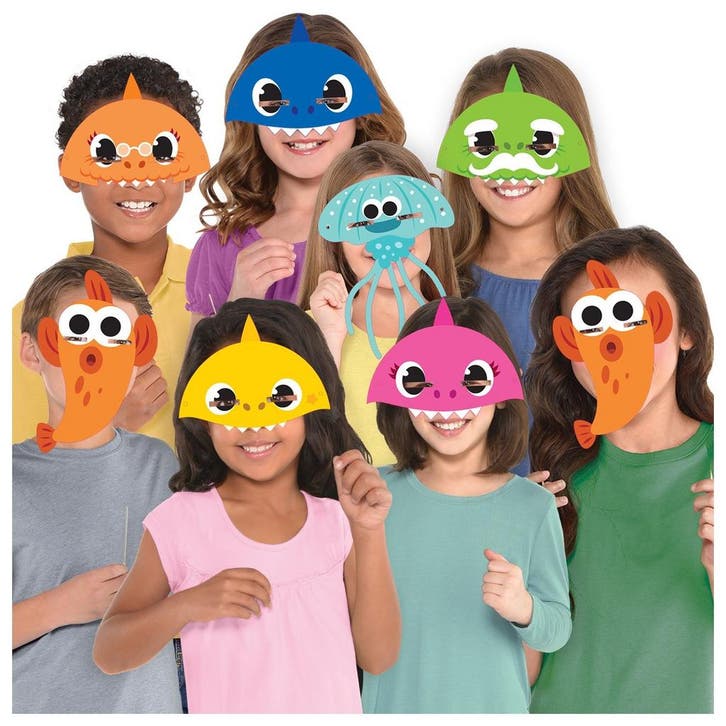 Baby Shark Masker 8 delig, Hobby en Vrije tijd, Feestartikelen, Nieuw, Verzenden