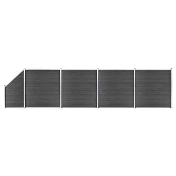 vidaXL Schuttingpanelenset 792x(105-186) cm HKC zwart, Verzenden, Nieuw