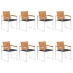 vidaXL Tuinstoelen 8 st met kussens massief acaciahout, Tuin en Terras, Tuinstoelen, Verzenden, Nieuw