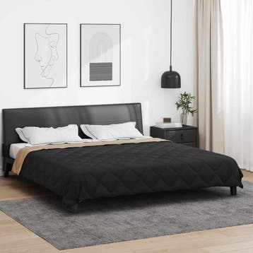 vidaXL Volledig Jaar Dekbed Zwart en Taupe 220 x 240 cm, Verzenden, Nieuw