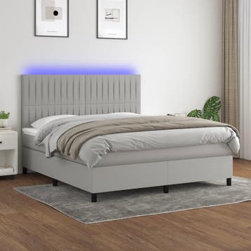 vidaXL Boxspring met matras en LED stof lichtgrijs 160x200, Verzenden, Nieuw