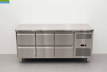 Établi réfrigéré HCB en acier inoxydable 6 tiroirs 179,5 cm, Verzenden