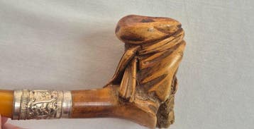 Bearded man with turban - Pipe en écume de mer - Ambre,
