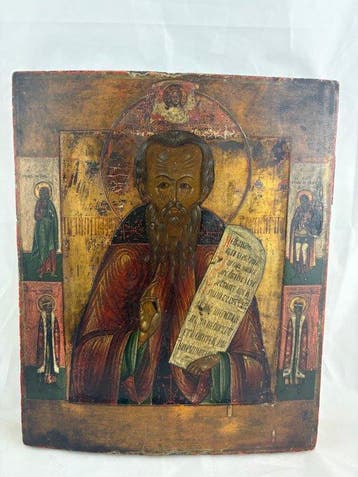 Icoon - Russische icoon van Sint Pafnutij van Borovsk - Hout