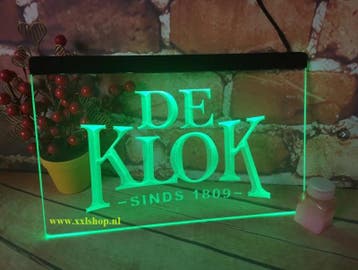 De klok bier neon bord lamp LED cafe verlichting reclame lic, Verzenden