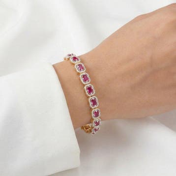 Zonder minimumprijs - Armband Zilver Robijn - Tennisarmband, Bijoux, Sacs & Beauté, Bracelets