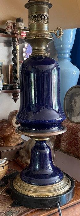 Lampe de table - Porcelaine, Laiton, Bois - Style Empire, Antiek en Kunst