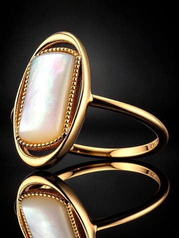 Bague en perle de coquille blanche - argent sterling 925