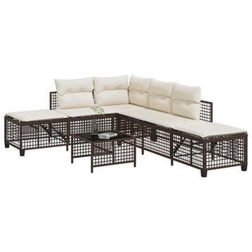 vidaXL 3-delige Loungeset met kussens poly rattan bruin, Verzenden, Nieuw