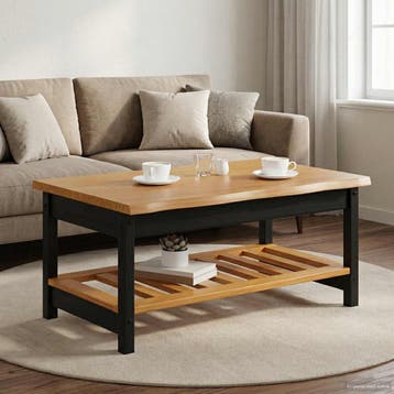 vidaXL Salontafel EKAI Zwart 100 x 60 x 45,5 cm Massief, Maison & Meubles, Verzenden