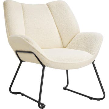 tectake Fauteuil Kjeld bouclé, gestoffeerd, 120kg draagkrach, Huis en Inrichting, Stoelen, Verzenden, Nieuw