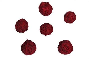 Rotan Stro Bal Rood dia 4 cm 15 stuks, Nieuw