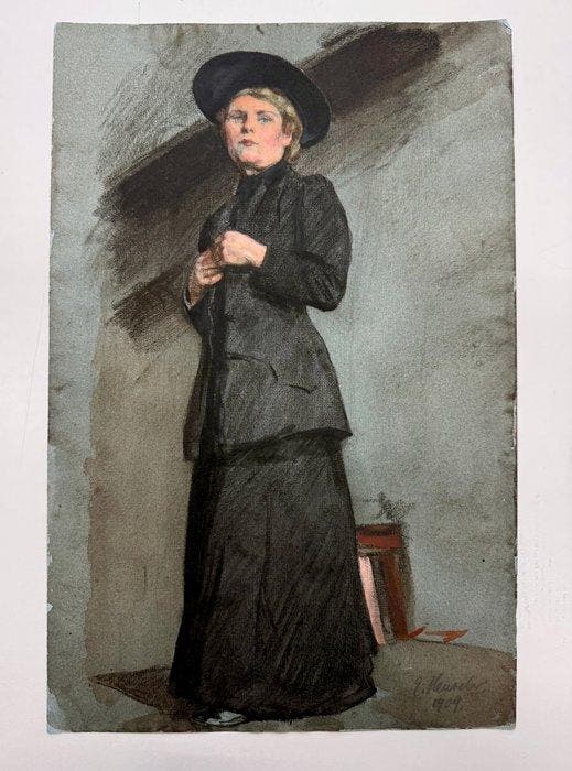 Ernst Henseler (1852-1940) - Portrait, Antiek en Kunst, Kunst | Schilderijen | Klassiek