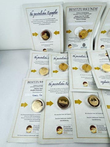 Duitsland. Medal Collection of 13 x 24K Gold-Plated Medals