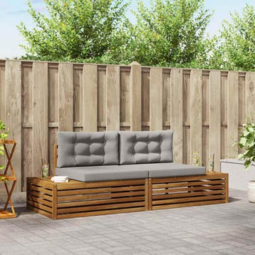 vidaXL Buiten bank set Natuurlijk en Licht Grijs 203,5 x 83, Verzenden, Nieuw