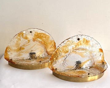 Wandkandelaar (2) - Glas, Messing