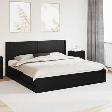 vidaXL Bedframe met opbergruimte en hoofdbord Zwart 180 x, Verzenden, Nieuw