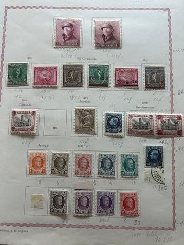 Belgique 1919/1929 - Petite collection sur des feuilles