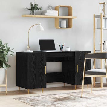 vidaXL Bureau Zwart eiken Bewerkt hout 140 x 50 x 75 cm, Verzenden, Nieuw