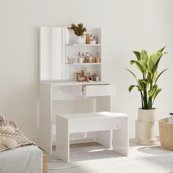 vidaXL Kaptafelset 74,5x40x141 cm hoogglans wit, Huis en Inrichting, Verzenden, Nieuw
