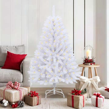 vidaXL Kunstkerstboom 150 LEDs PVC en Staal Wit, Verzenden, Nieuw