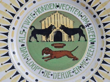 Wandbord - Aardewerk - Art Deco spreukenbord
