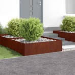 vidaXL Gazonrand 4 pcs 100 x 100 x 35 cm Staal Roestig, Jardin & Terrasse, Traverses & Bordures, Verzenden