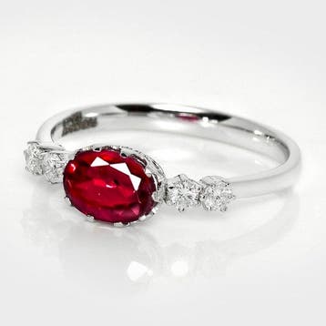 Zonder minimumprijs - Ring - 18 karaat GIA 0,98 ct Birma