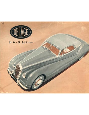 1948 DELAGE D6 - 3 LITER LEAFLET FRANS, Ophalen of Verzenden