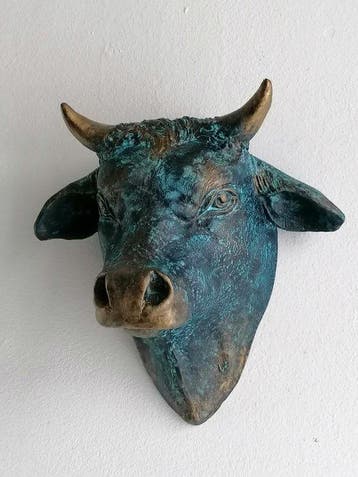 Vanessa Bonino - sculptuur, Bull - bronze effect - 21 cm -