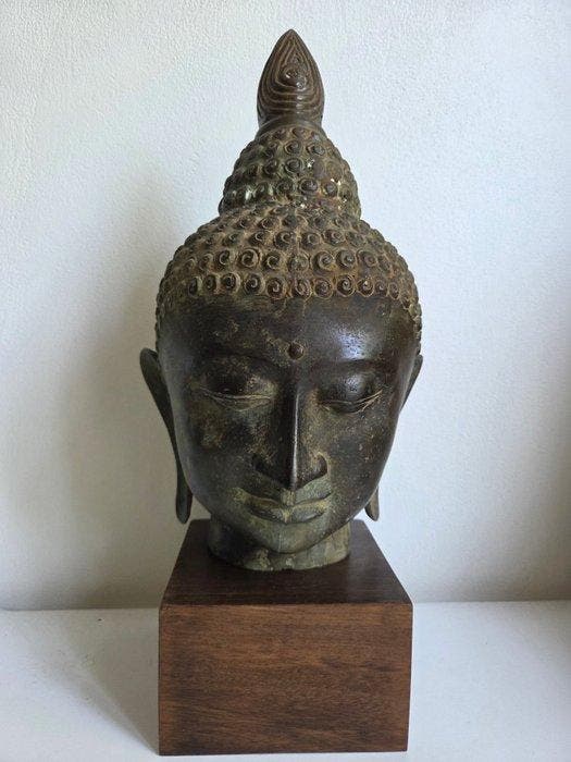 Hoofd ornament - Bronzen boedha beeld 39cm, Antiek en Kunst, Kunst | Niet-Westerse kunst