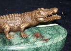 Sculpture, Fraaie Bronzen Krokodil - 7 cm - Bronze, Marbre -, Antiek en Kunst