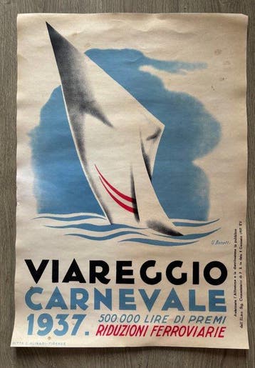 Uberto Bonetti - Viareggio Carnevale 1937 Manifesto