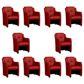 Set van 10 Leren eetkamerstoelen Mass - Toledo Red (rood) -, Huis en Inrichting, Stoelen, Ophalen of Verzenden, Nieuw, Leer, Eén