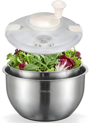 HI NATURE™ Slacentrifuge - 100% RVS Core Rotare Salade, Verzenden, Zo goed als nieuw
