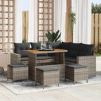 vidaXL Tuinbank Set 9 pcs Grijs poly rattan, Verzenden